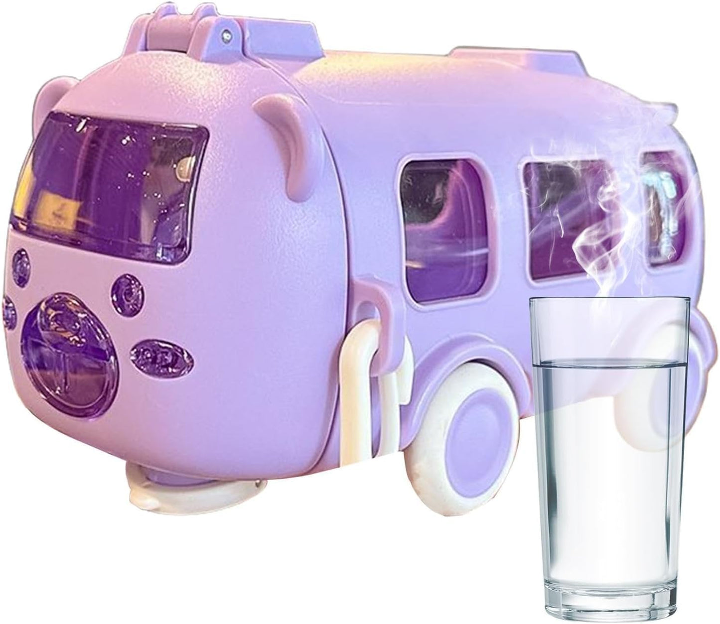 Bus Water Bottle For Kids With Strap, Sipper, & Straw, Leakproof 500 Ml