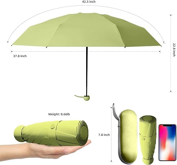 Capsule Folding Umbrella - UV and Rain Protection, Compact and Fashionable