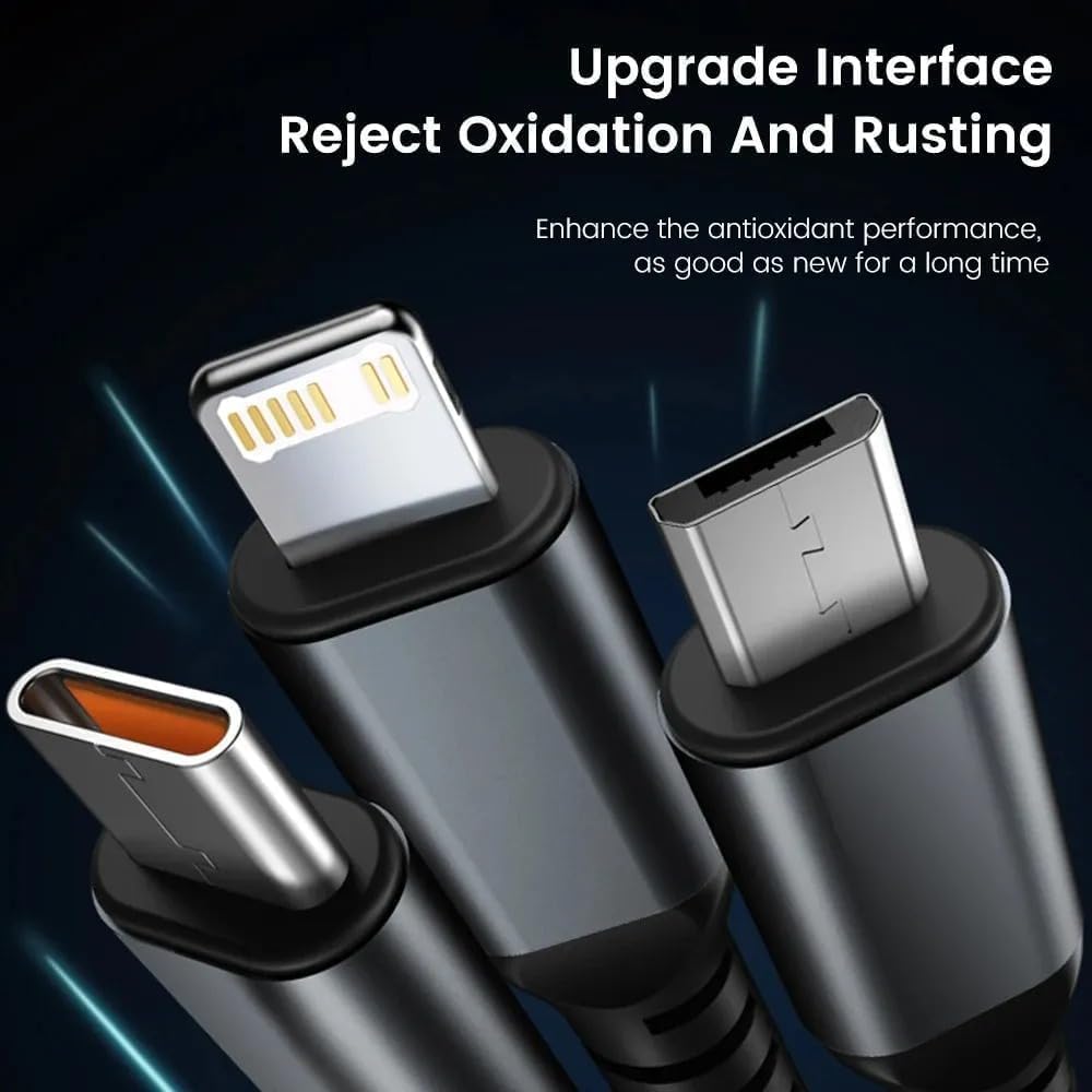 3in1 100W USB Cable Fast Charging Transparent Luminous 100watt Super Charging Cable LED Indicator