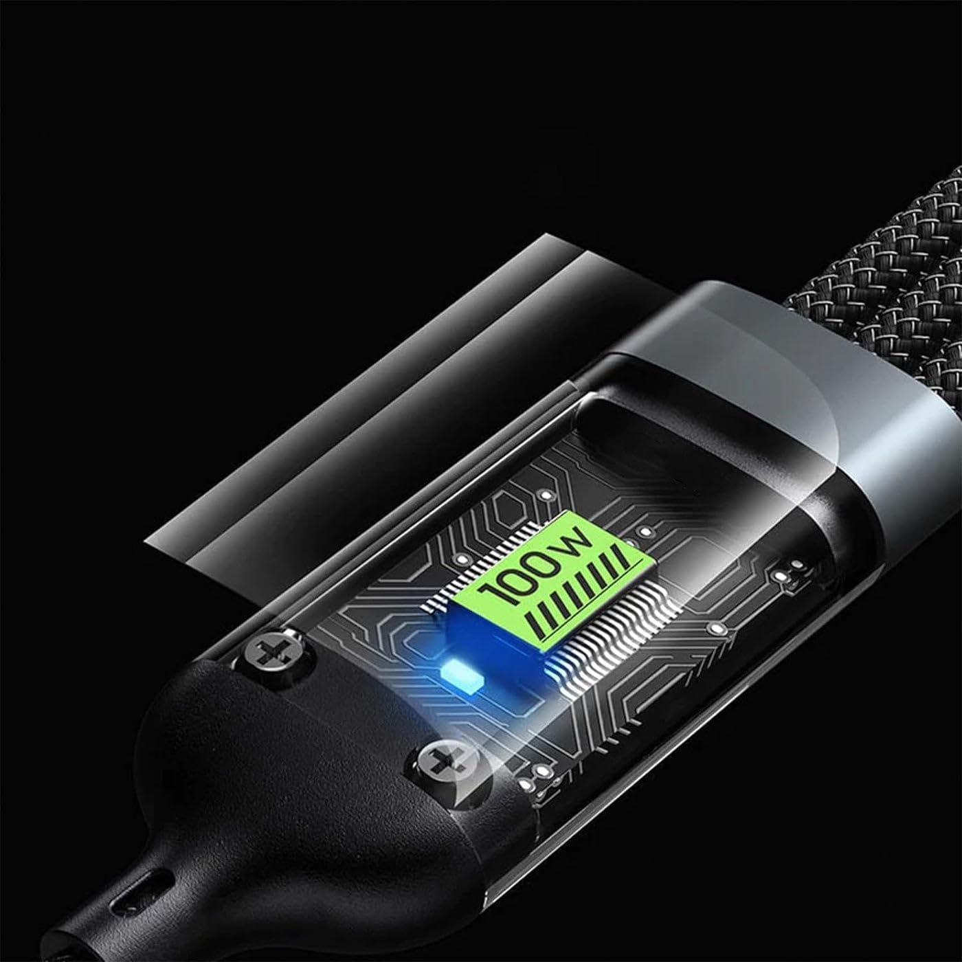 3in1 100W USB Cable Fast Charging Transparent Luminous 100watt Super Charging Cable LED Indicator