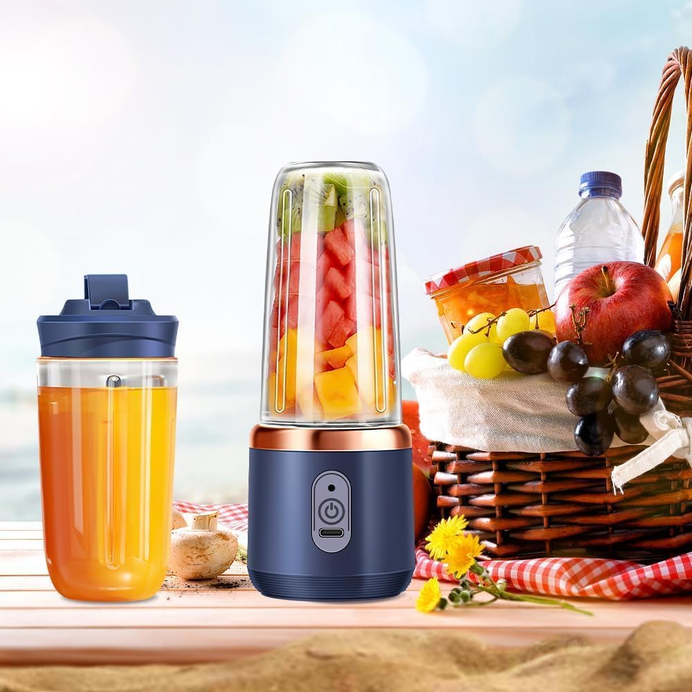 Portable Blender for Smoothies & Juices – 40W Powerful Juicer Blender, Ice-Crushing with 1500mAh Rechargeable Battery & 450ml Built-in Jar