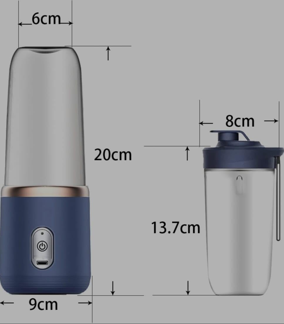 Portable Blender for Smoothies & Juices – 40W Powerful Juicer Blender, Ice-Crushing with 1500mAh Rechargeable Battery & 450ml Built-in Jar