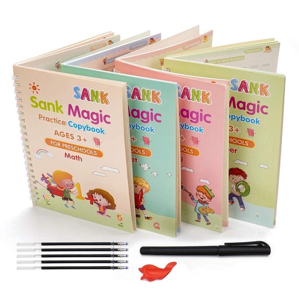 Sank Magic Practice Copy Book For Kids 2-5 Years - Reusable Magical Book Drawing Alphabet Writing Practice Book, Multicolor