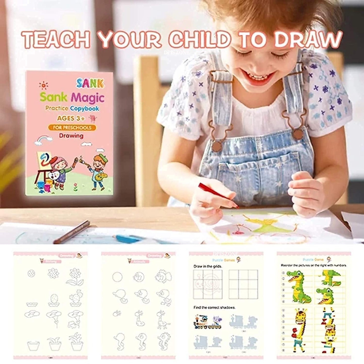 Sank Magic Practice Copy Book For Kids 2-5 Years - Reusable Magical Book Drawing Alphabet Writing Practice Book, Multicolor