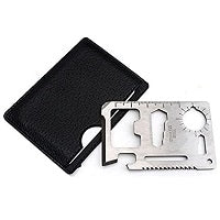Stainless Steel Heavy Duty 11 in 1 EDC Survival Credit Card Multitool - Portable, Multiple Uses - Wrench, Saw Blade, Can Opener, Cutting Edge, Ruler, Flat Screwdriver, etc.