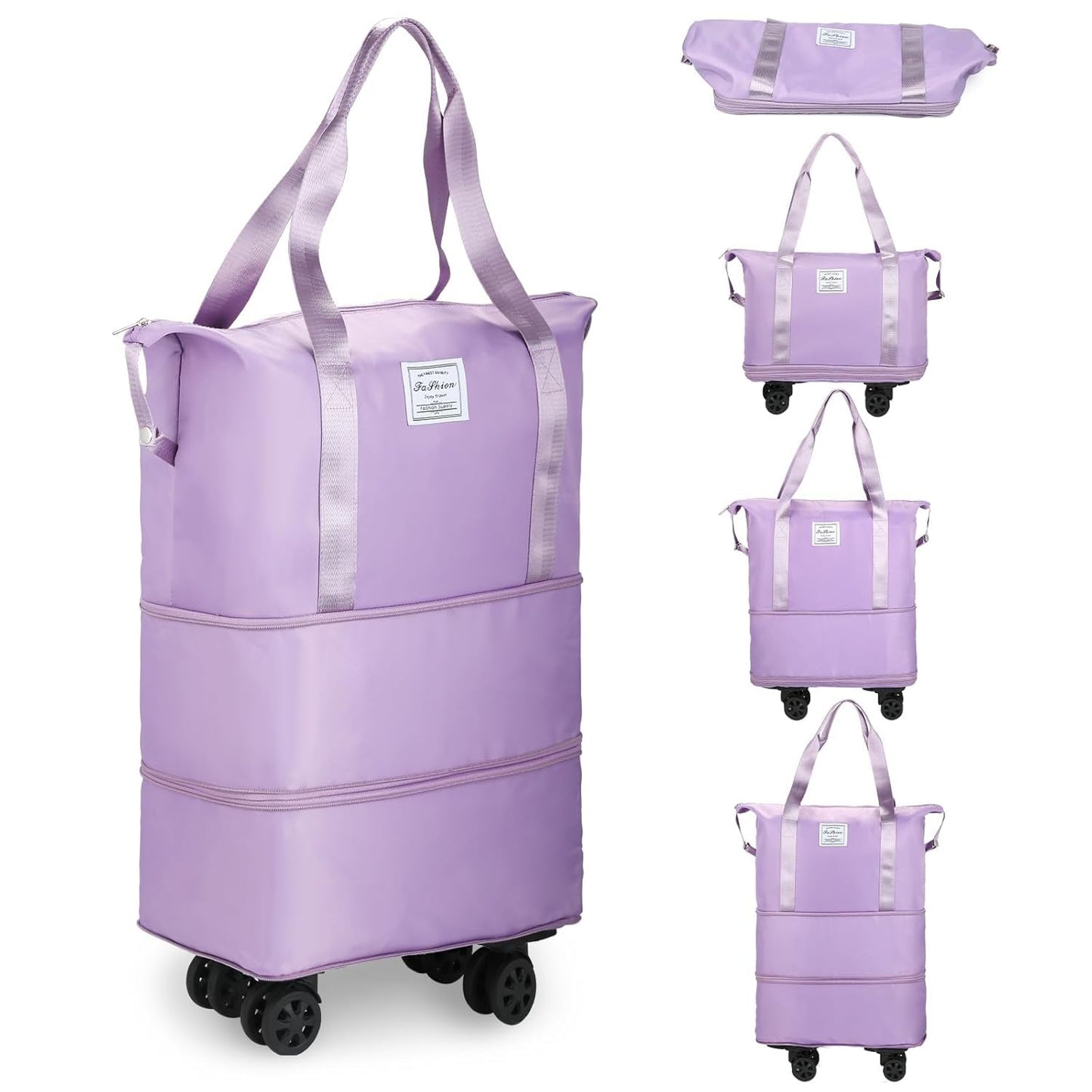 Rolling Duffle Bag with Wheels, Expandable Foldable Duffle Bag with Wheels and Handle for Travel, Rolling Luggage Bag Carry on Bag, Wheeled Travel Bag