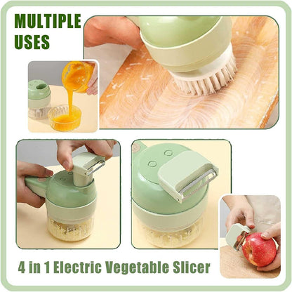 4-in-1 Handheld Electric Vegetable Cutter Set Food Chopper