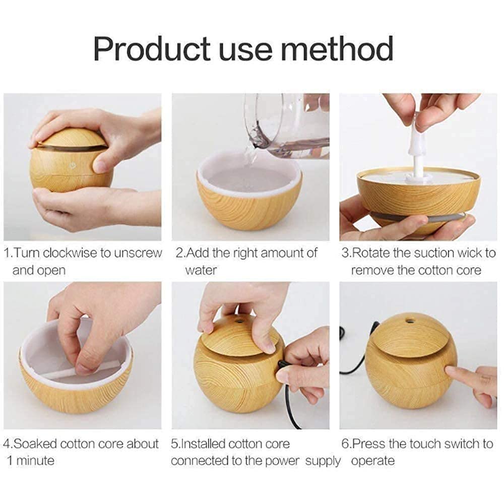 Wooden Cool Mist Humidifiers Essential Oil Diffuser Aroma Air Humidifier with Colorful Change  for Car, Office, Babies, humidifiers for Home, air humidifier for Room