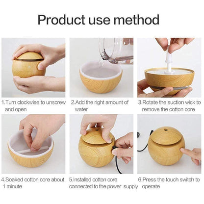 Wooden Cool Mist Humidifiers Essential Oil Diffuser Aroma Air Humidifier with Colorful Change  for Car, Office, Babies, humidifiers for Home, air humidifier for Room