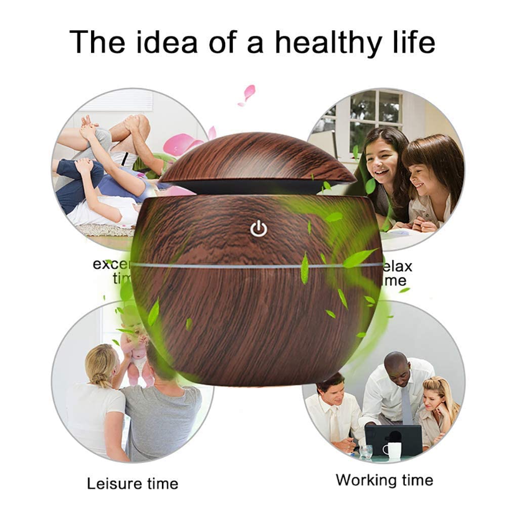Wooden Cool Mist Humidifiers Essential Oil Diffuser Aroma Air Humidifier with Colorful Change  for Car, Office, Babies, humidifiers for Home, air humidifier for Room