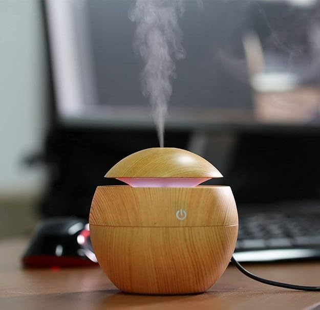 Wooden Cool Mist Humidifiers Essential Oil Diffuser Aroma Air Humidifier with Colorful Change  for Car, Office, Babies, humidifiers for Home, air humidifier for Room