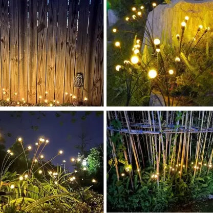 Set of 2, 8 Led Firefly Outdoor Solar Lights With Flash Mode, Starburst Swaying Warm Garden Light, Outdoor Decoration | Waterproof |Path Lights For Pots, Balcony, Pathway