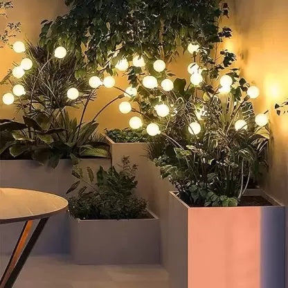Set of 2, 8 Led Firefly Outdoor Solar Lights With Flash Mode, Starburst Swaying Warm Garden Light, Outdoor Decoration | Waterproof |Path Lights For Pots, Balcony, Pathway