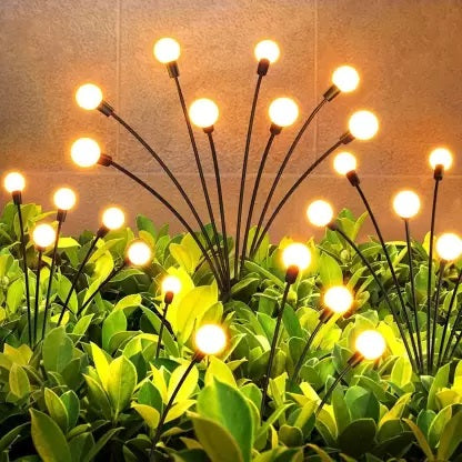 Set of 2, 8 Led Firefly Outdoor Solar Lights With Flash Mode, Starburst Swaying Warm Garden Light, Outdoor Decoration | Waterproof |Path Lights For Pots, Balcony, Pathway