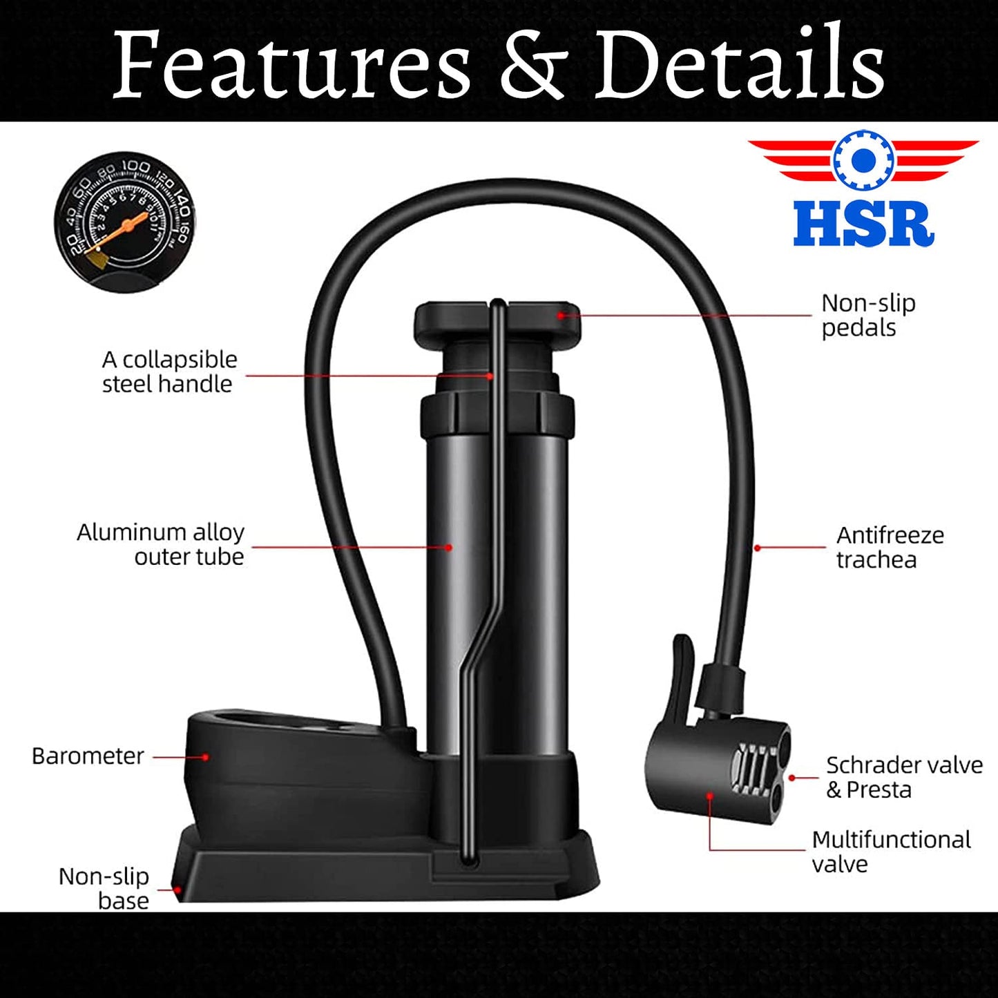 Portable Mini Foot Air Pump With High-Pressure Foot Pedal for Sports Balls, Bikes, Inflatables and More - Compact and Heavy Duty