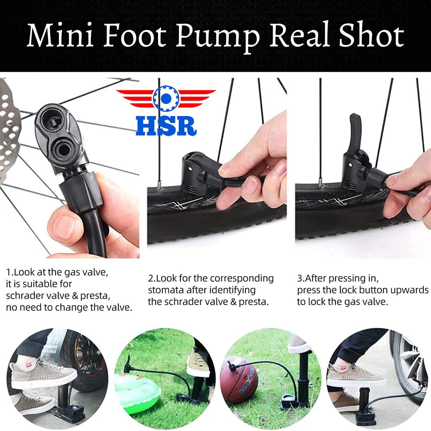 Portable Mini Foot Air Pump With High-Pressure Foot Pedal for Sports Balls, Bikes, Inflatables and More - Compact and Heavy Duty