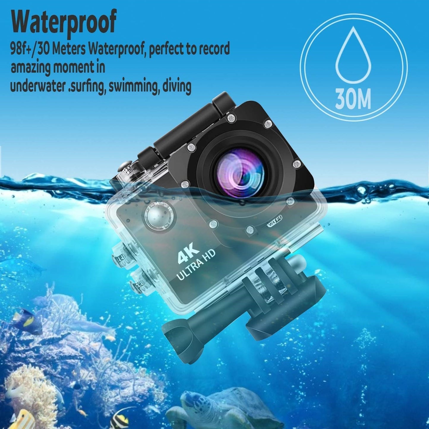 4K Wi-Fi Waterproof Sports Ultra HD DV Camera Body Sports & Action Camera  (Black)