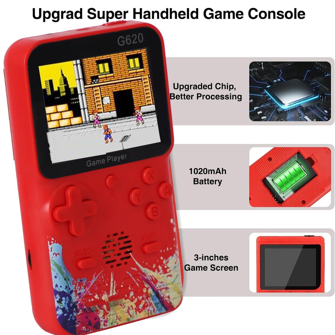 Handheld Game Boy Video Game Console for Kids: TV Gaming Fun NA GB with 500 in 1