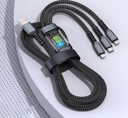 3in1 100W USB Cable Fast Charging Transparent Luminous 100watt Super Charging Cable LED Indicator