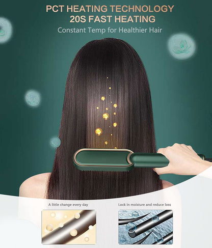 Hair Straightener Electric Comb Brush For Men Women Girls And Hair Straightening Fast Smoothing Comb With 5 Temperature Control 45 Watt (Multi Color)