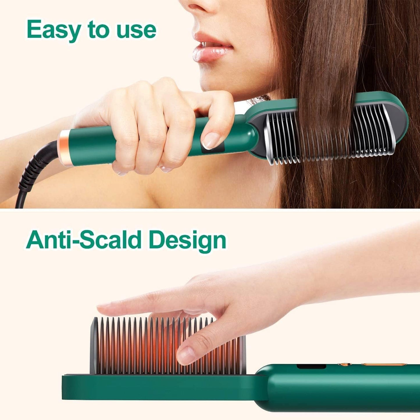 Hair Straightener Electric Comb Brush For Men Women Girls And Hair Straightening Fast Smoothing Comb With 5 Temperature Control 45 Watt (Multi Color)