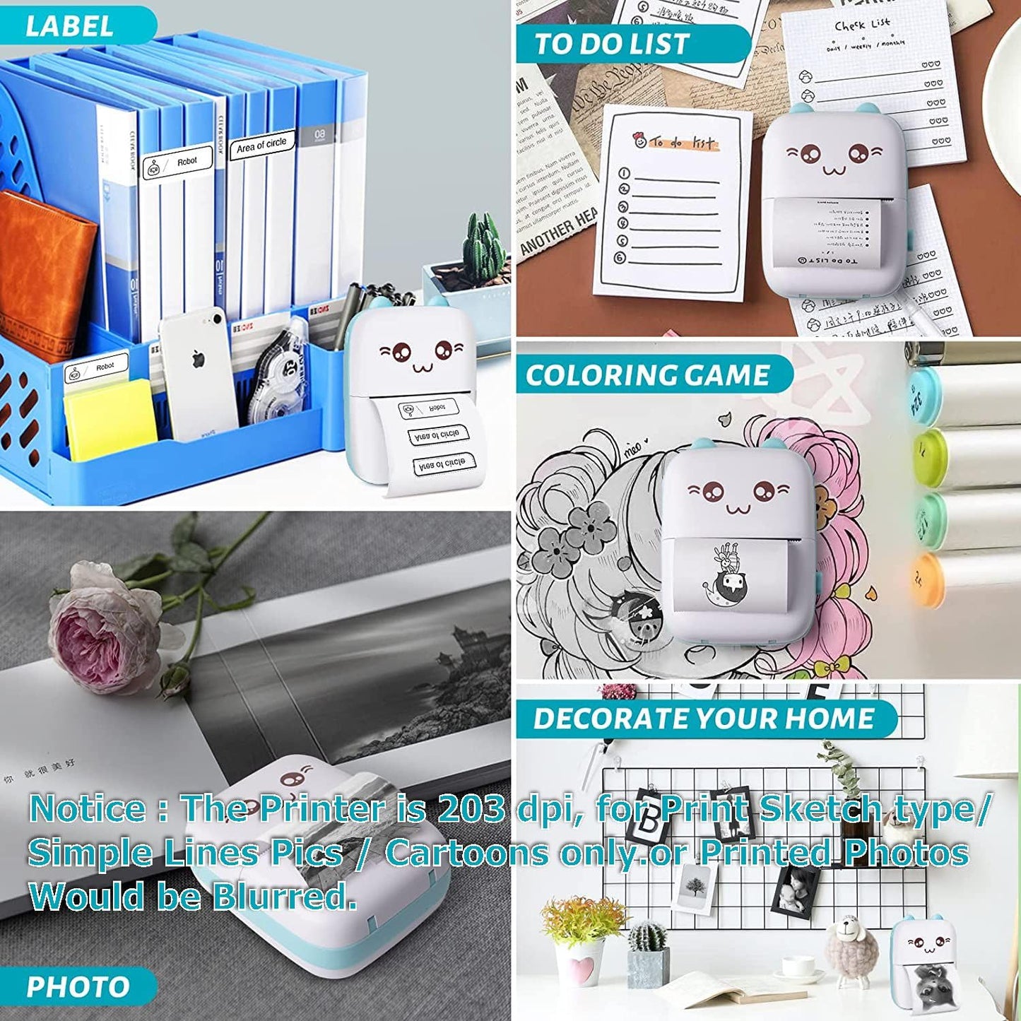 Pocket Mini Thermal printer, Inkless Rechargeable Printer