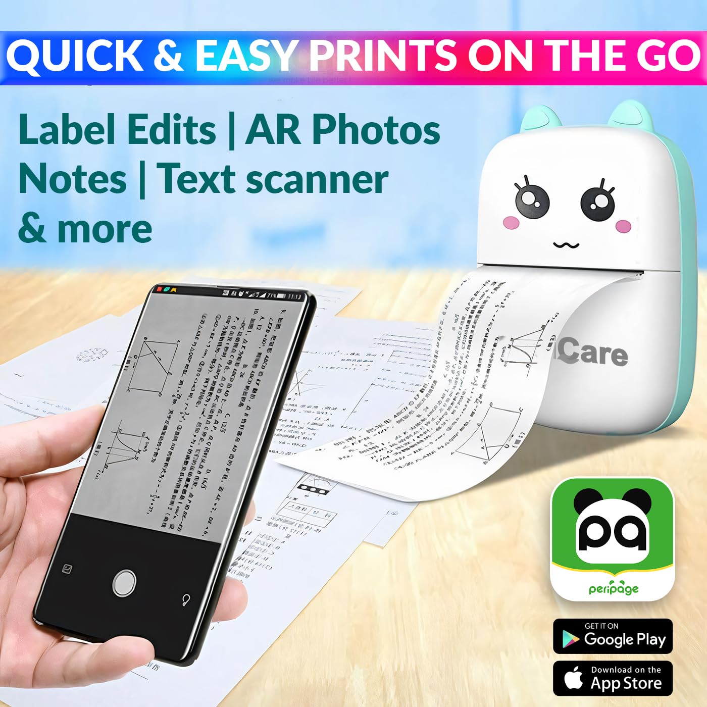 Pocket Mini Thermal printer, Inkless Rechargeable Printer