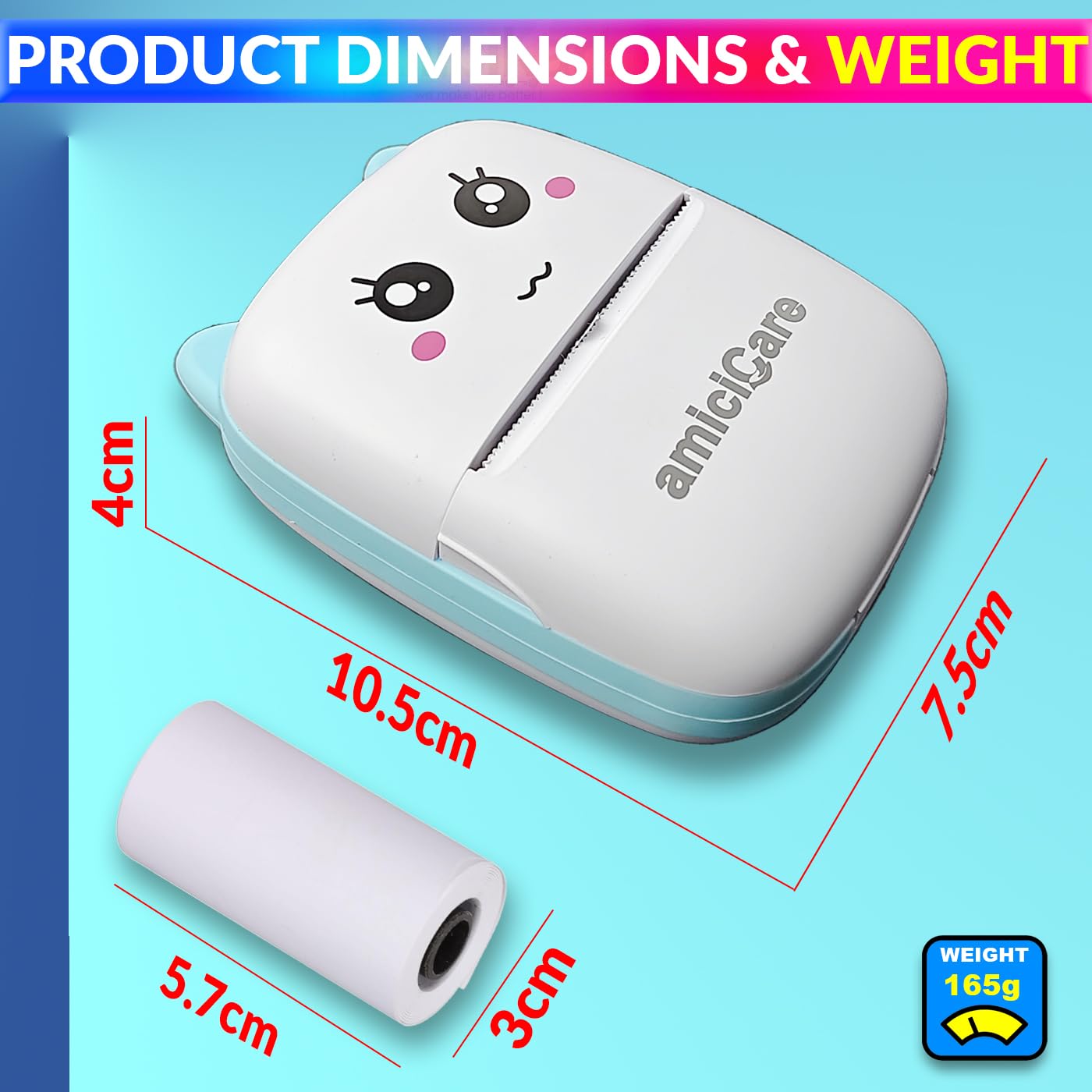 Pocket Mini Thermal printer, Inkless Rechargeable Printer