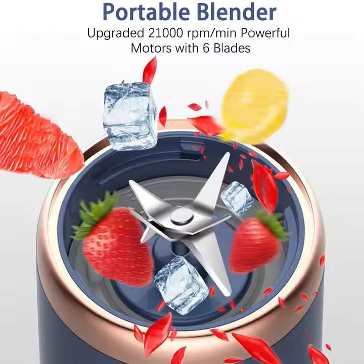 Portable Blender for Smoothies & Juices – 40W Powerful Juicer Blender, Ice-Crushing with 1500mAh Rechargeable Battery & 450ml Built-in Jar