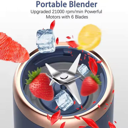 Portable Blender for Smoothies & Juices – 40W Powerful Juicer Blender, Ice-Crushing with 1500mAh Rechargeable Battery & 450ml Built-in Jar