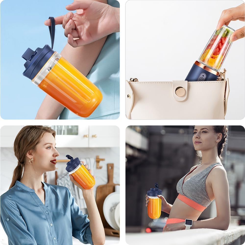 Portable Blender for Smoothies & Juices – 40W Powerful Juicer Blender, Ice-Crushing with 1500mAh Rechargeable Battery & 450ml Built-in Jar