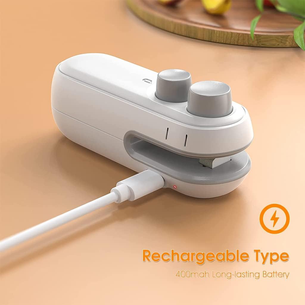 Portable Sealing Machine, USB Rechargeable 2 in 1 Bag Sealer