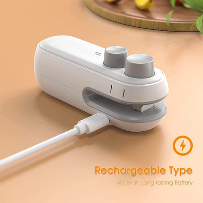 Portable Sealing Machine, USB Rechargeable 2 in 1 Bag Sealer