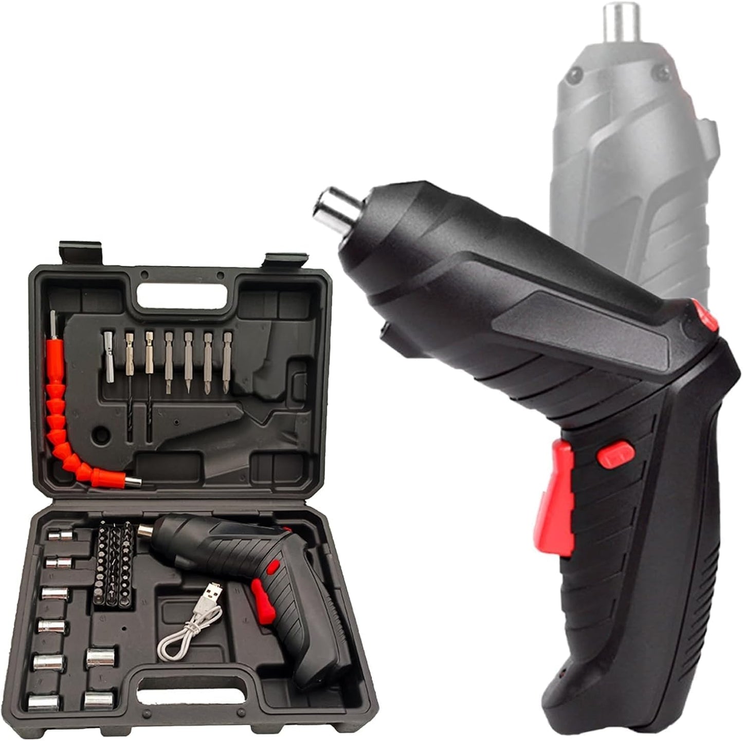 Electric Cordless Screwdriver Kit Set with USB Cable & Rechargeable Battery