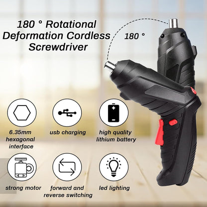 Electric Cordless Screwdriver Kit Set with USB Cable & Rechargeable Battery
