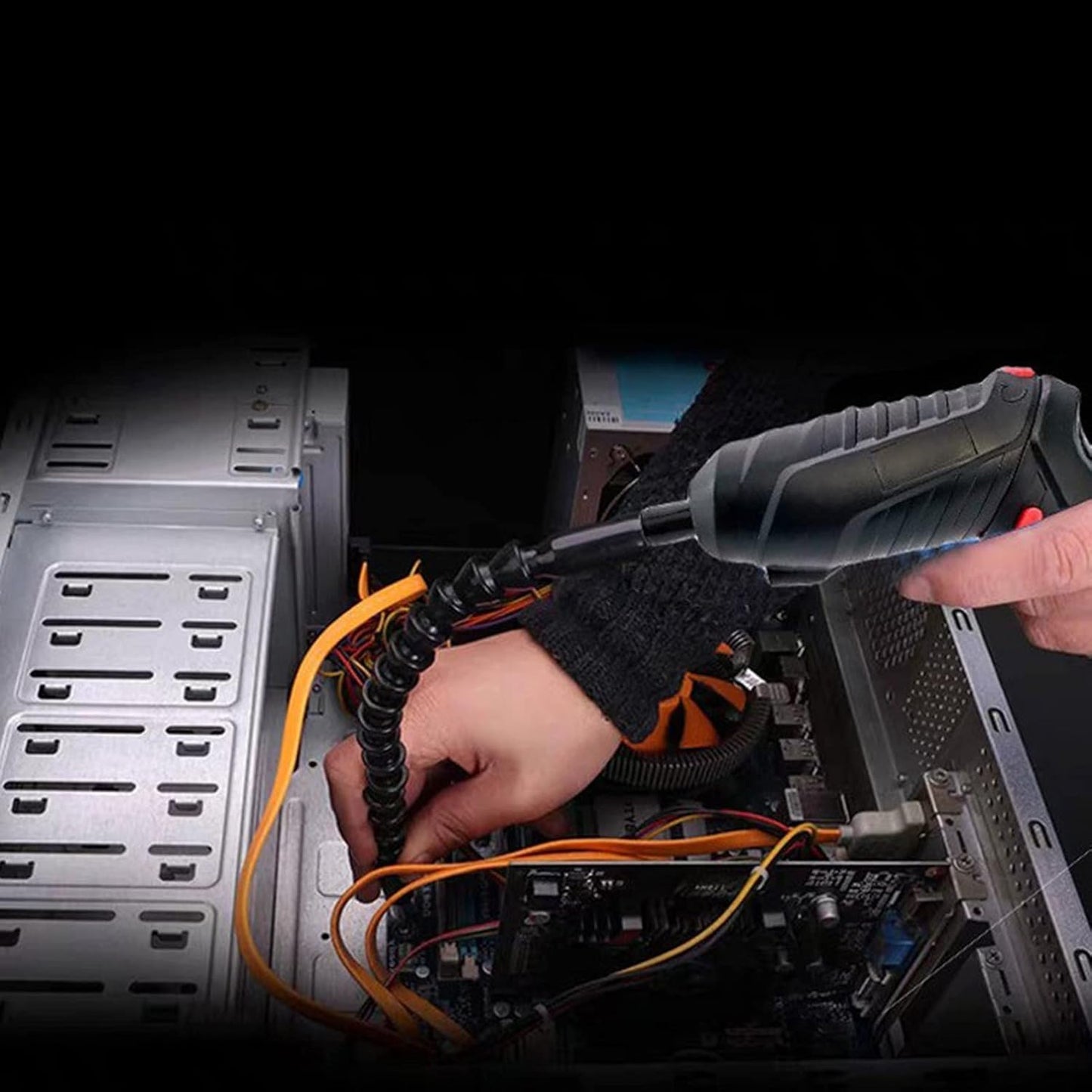 Electric Cordless Screwdriver Kit Set with USB Cable & Rechargeable Battery