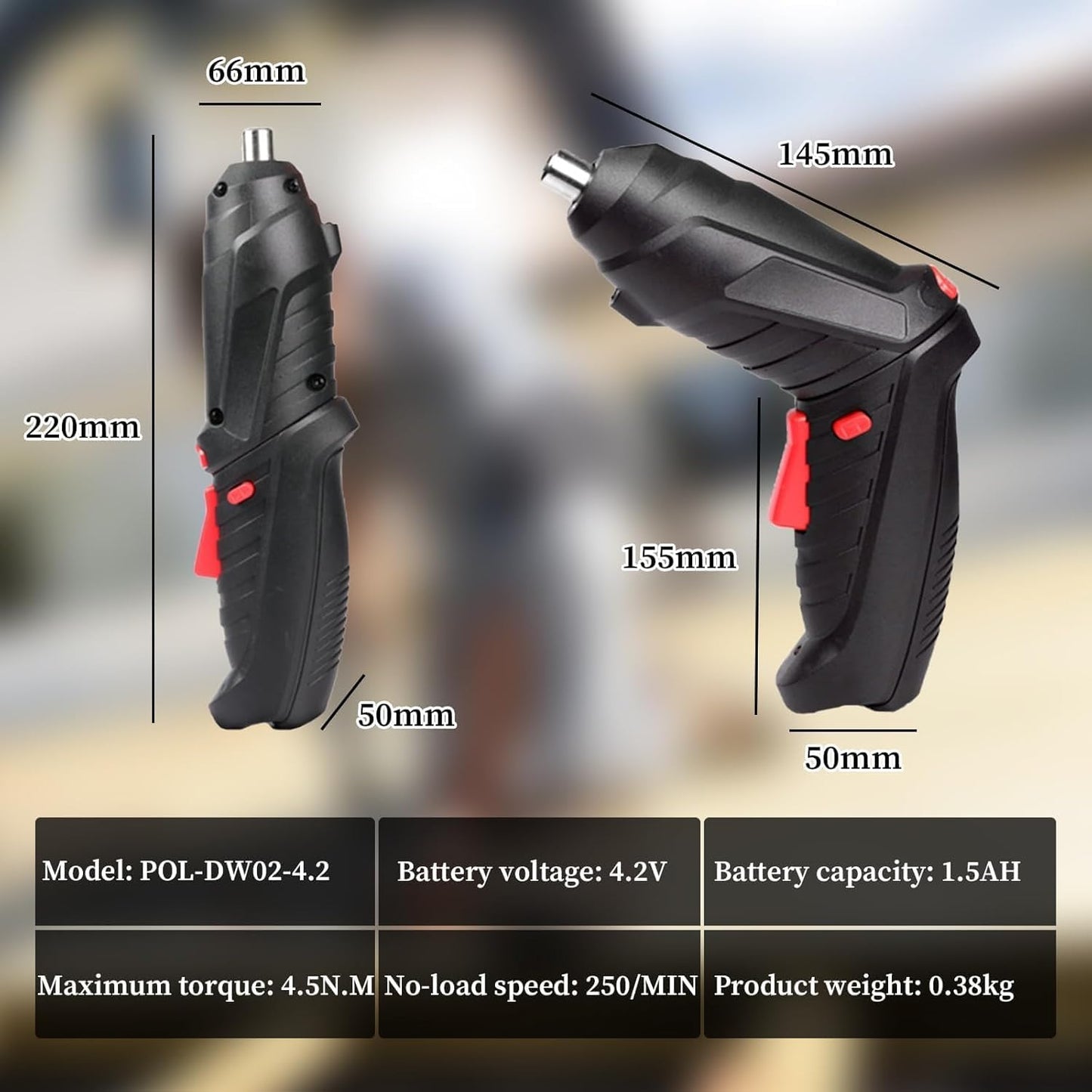 Electric Cordless Screwdriver Kit Set with USB Cable & Rechargeable Battery