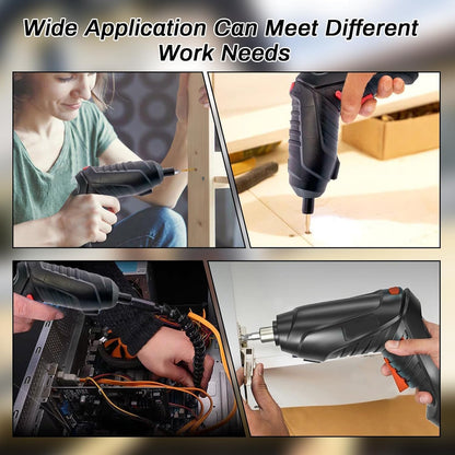 Electric Cordless Screwdriver Kit Set with USB Cable & Rechargeable Battery