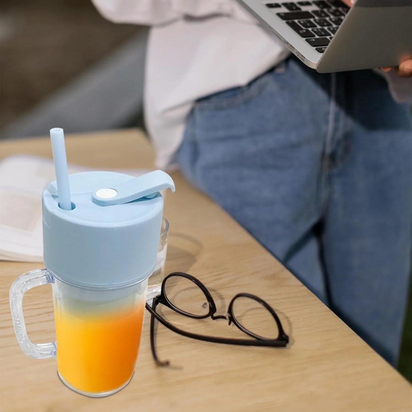 Rechargeable Usb Charging Electric Glass Juicer Blender With Straw, Bottle Electric Cup Juicer Blender
