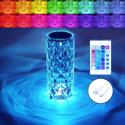 Rose Diamond Crystal Touch Desk Lamp 16 Colors Changing Rose LED Table Lamp night light