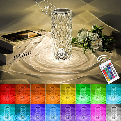 Rose Diamond Crystal Touch Desk Lamp 16 Colors Changing Rose LED Table Lamp night light