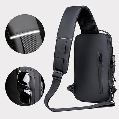 Crossbody Sling Bag For Men Women, Anti-Theft Fashion Chest Bag with USB Charging Port, Waterproof Shoulder Bag