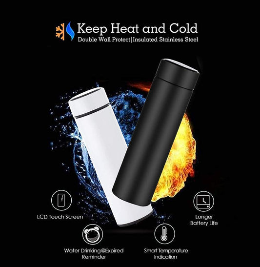 Stainless Steel Smart Flask Vacuum Insulated 500 Ml Water Bottle with LED Temperature Display for Campaign Travelling | Keep Hot and Cold