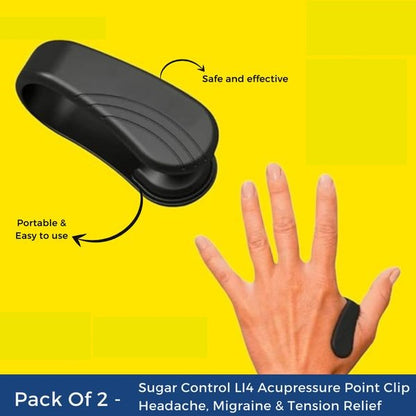 Sugar Control  LI4 Acupressure Point Clip Headache, Migraine  & Tension Relief pack of 2