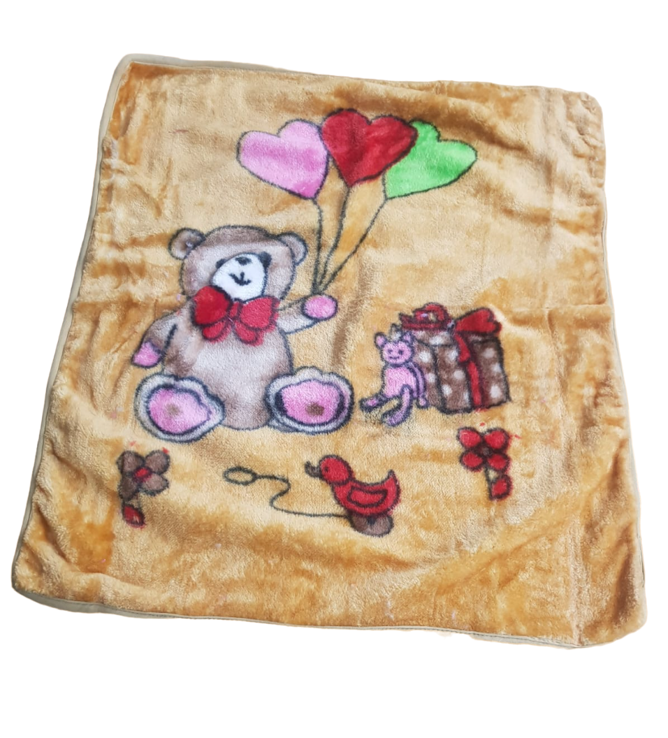 Cartoon Crib Mink Blanket For Mild Winter (100% Wool, Red)