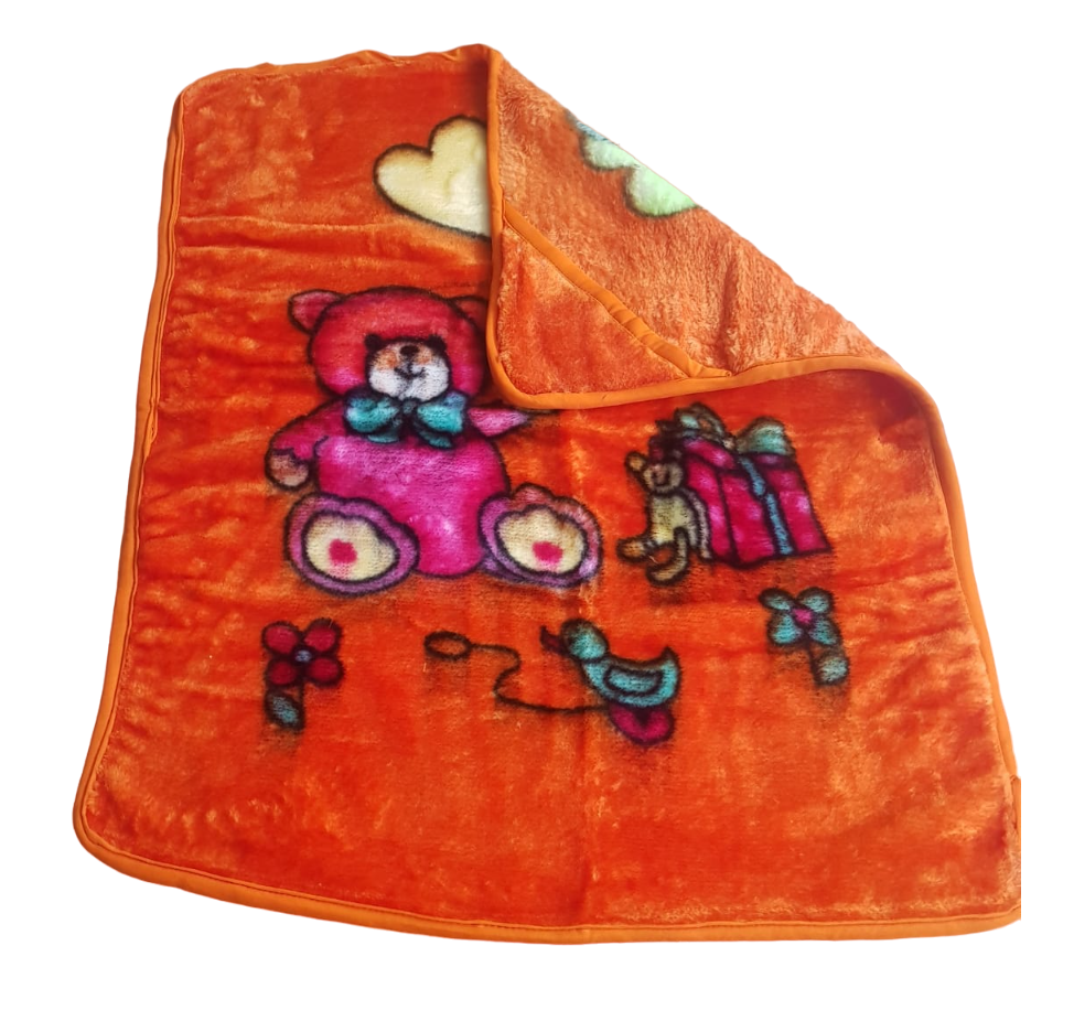 Cartoon Crib Mink Blanket For Mild Winter (100% Wool, Red)