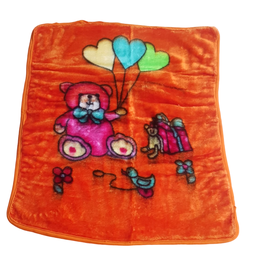 Cartoon Crib Mink Blanket For Mild Winter (100% Wool, Red)