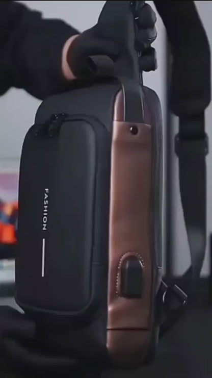 Crossbody Sling Bag For Men Women, Anti-Theft Fashion Chest Bag with USB Charging Port, Waterproof Shoulder Bag