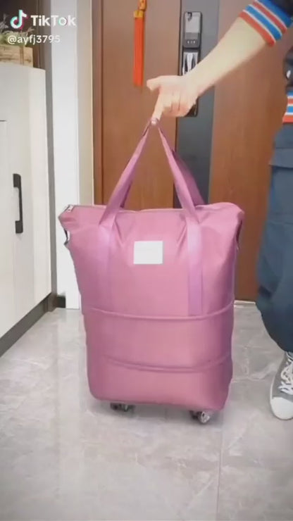 Rolling Duffle Bag with Wheels, Expandable Foldable Duffle Bag with Wheels and Handle for Travel, Rolling Luggage Bag Carry on Bag, Wheeled Travel Bag
