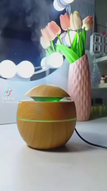 Wooden Cool Mist Humidifiers Essential Oil Diffuser Aroma Air Humidifier with Colorful Change  for Car, Office, Babies, humidifiers for Home, air humidifier for Room